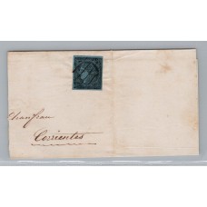 ARGENTINA 1856 GJ 1 CORRIENTES 1/2 CARTA CON LA PRIMER ESTAMPILLA ARGENTINA CON IMPRESIÓN CARGADA QUE CASI NO SE VE EL FACIAL MUY LINDA PIEZA